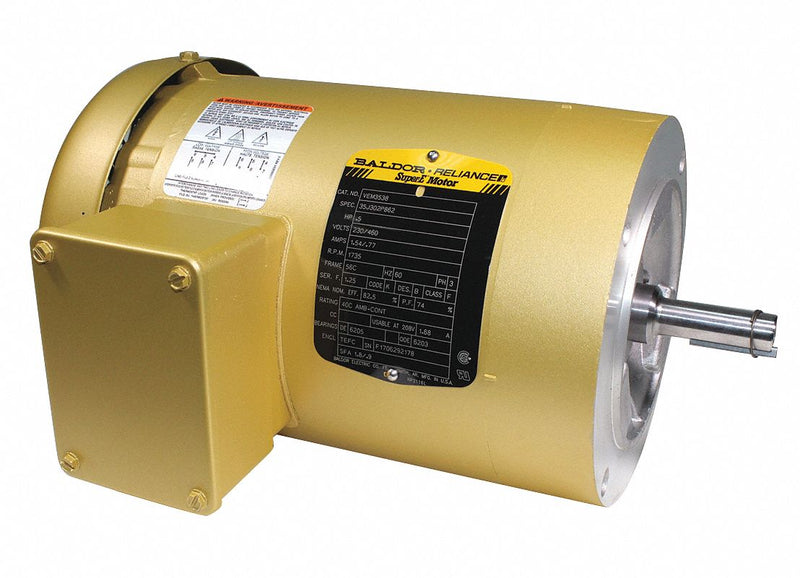 Baldor 1/2 HP, General Purpose Motor, 3-Phase, 1735 Nameplate RPM, 230/460 Voltage, 56C Frame - VEM3538