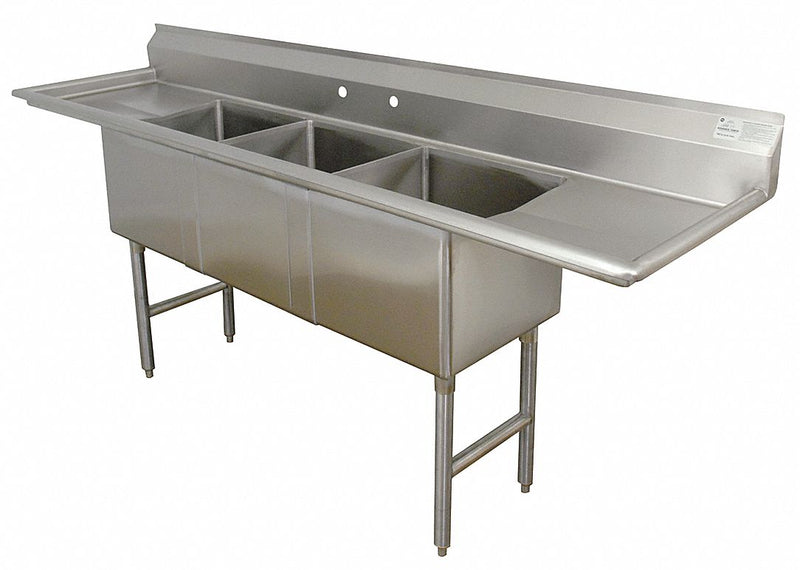 Advance Tabco Stainless Steel Scullery Sink, Without Faucet, 16 Gauge, Splash Mounting Type - FC-3-1515-15RL