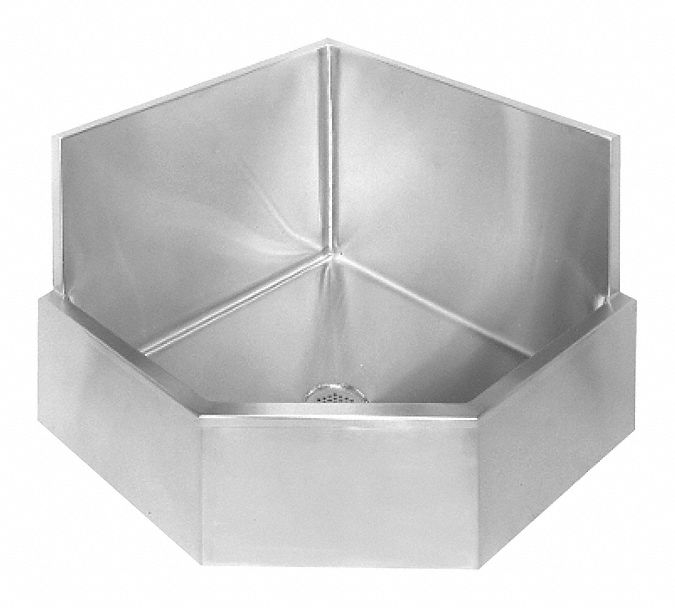 Just Manufacturing 33 in x 33 in x 8 in Silver Corner Mop Sink, 8 in Bowl Depth, Stainless Steel - B-33213