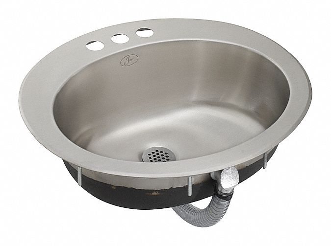 Just Manufacturing Stainless Steel, Counter Top, Bathroom Sink, Without Faucet, Bowl Size 11-3/8 in x 15-1/2 in - OLF-ADA-1619-3