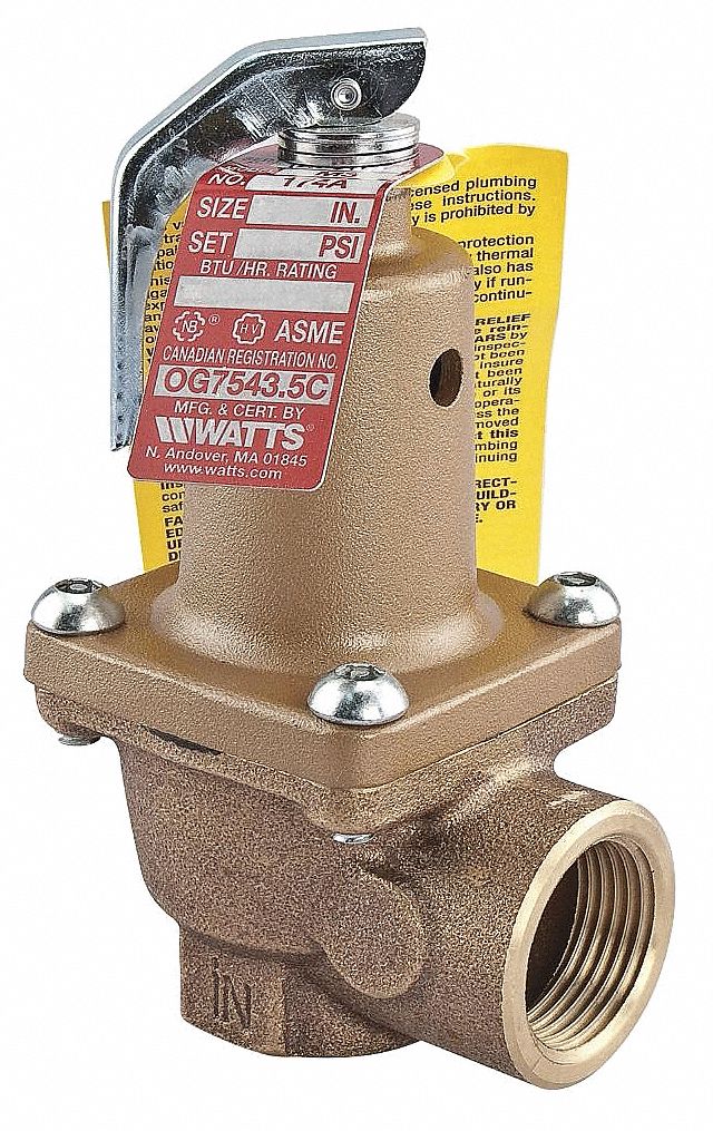 Watts Boiler Pressure Relief Valve, 6,340,000 BtuH, 150 psi - LF174A-150-1-1/4