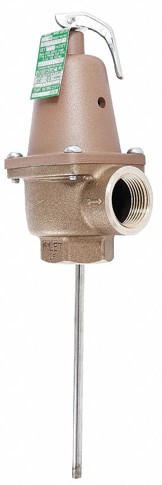 Watts Temperature and Pressure Relief Valve, 4,059,000 BtuH, 150 psi, 6 in Thermostat Length - LFN240X-150-210-1