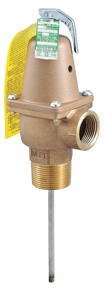 Watts Temperature and Pressure Relief Valve, 4,059,000 BtuH, 150 psi, 8 in Thermostat Length - LFN241X8-150-210-11/4