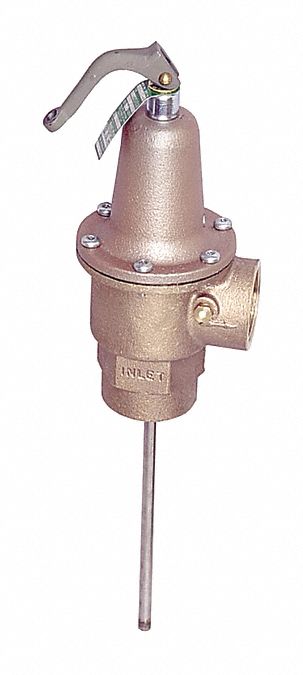Watts Temperature and Pressure Relief Valve, 6,379,000 BtuH, 150 psi, 3 in Thermostat Length - LF340-150-210-1-1/2