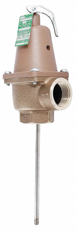 Watts Temperature and Pressure Relief Valve, 1,437,600 BtuH, 150 psi, 4 in Thermostat Length - 40XL-150-210-3/4"