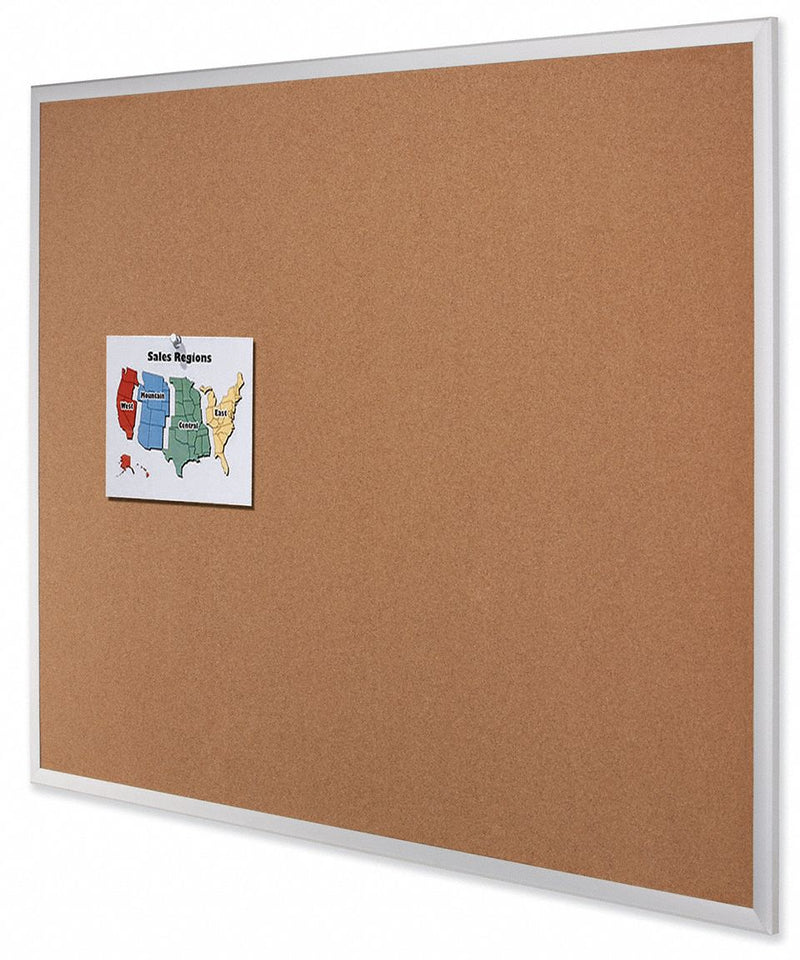 Quartet Push-Pin Bulletin Board, Cork, 48 inH x 72 inW, Brown - 2307