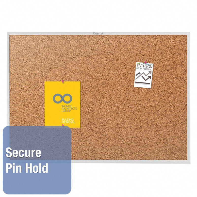 Quartet Push-Pin Bulletin Board, Cork, 48 inH x 96 inW, Brown - 2308