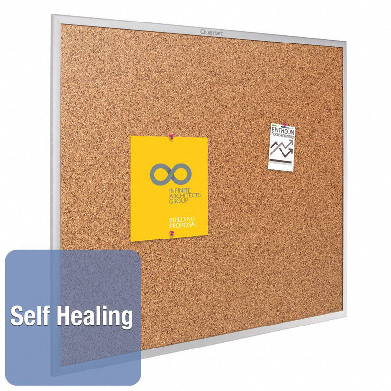 Quartet Push-Pin Bulletin Board, Cork, 48 inH x 96 inW, Brown - 2308