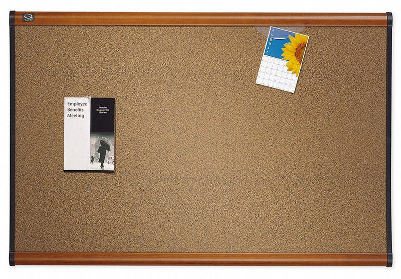 Quartet Push-Pin Bulletin Board, Cork, 36 inH x 48 inW, Light Cherry - B244LC