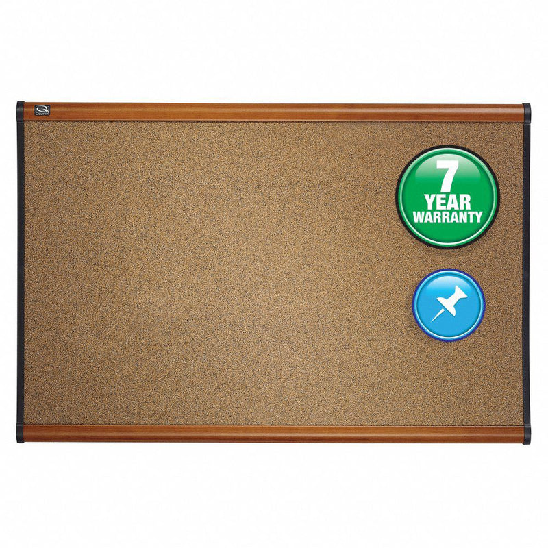 Quartet Push-Pin Bulletin Board, Cork, 36 inH x 48 inW, Light Cherry - B244LC