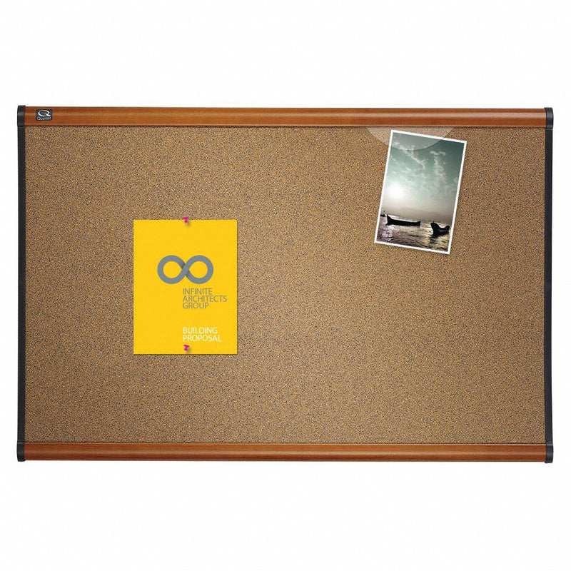 Quartet Push-Pin Bulletin Board, Cork, 36 inH x 48 inW, Light Cherry - B244LC