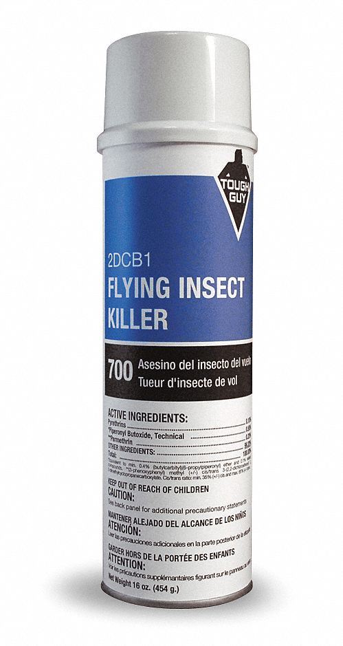Tough Guy Flying Insect Killer, Aerosol, 16 oz., Indoor/Outdoor, DEET-Free DEET Concentration, Pyrethrin - 2DCB1