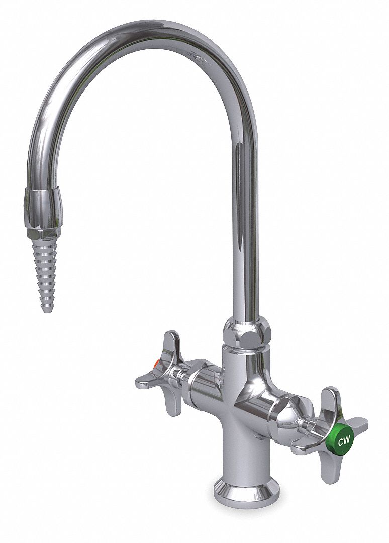 Watersaver Gooseneck Laboratory Faucet, Cross Faucet Handle Type, 2.2 gpm, Chrome - L414