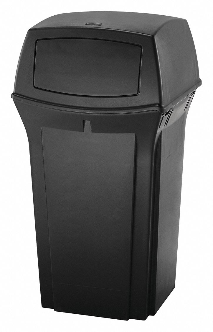 Rubbermaid 35 gal Square Trash Can, Plastic, Black - FG843088BLA