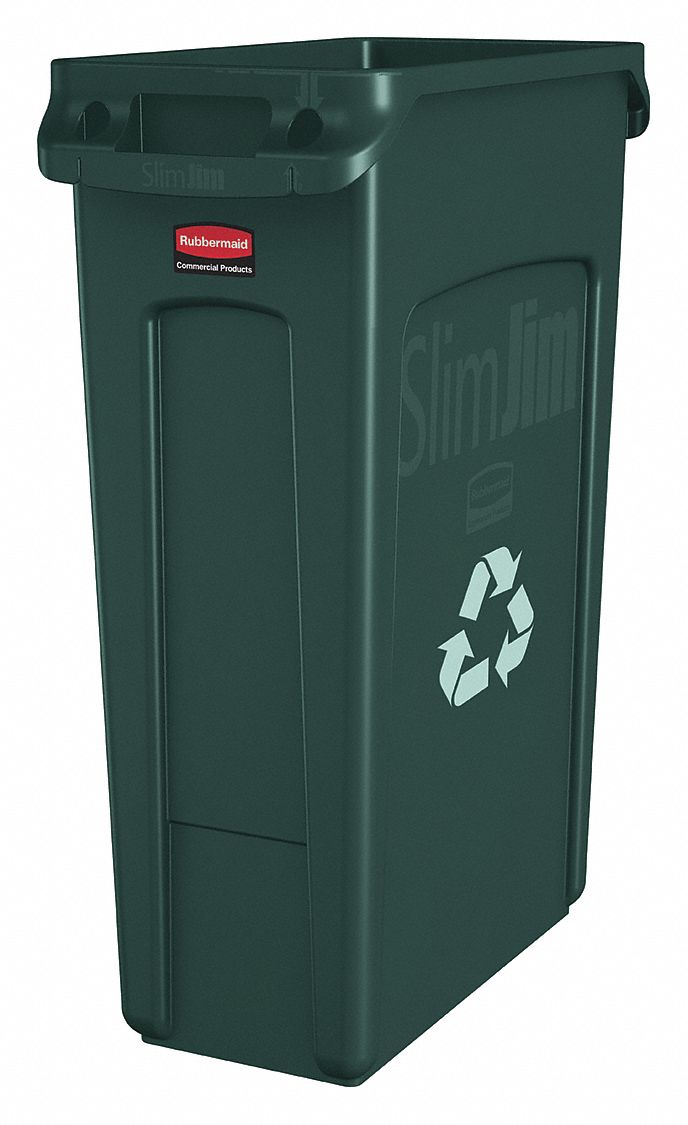 Rubbermaid 23 gal Rectangular Recycling Can, Plastic, Green - FG354007GRN