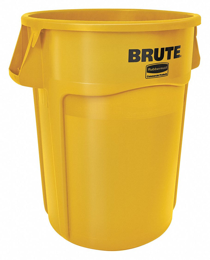 Rubbermaid 55 gal Round Trash Can, Plastic, Yellow - FG265500YEL