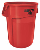 Rubbermaid 44 gal Round Trash Can, Plastic, Red - FG264360RED
