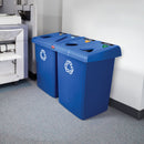 Rubbermaid (4) 23 gal Rectangular Recycling Station, Plastic, Blue - 1792372