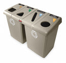 Rubbermaid (4) 23 gal Rectangular Recycling Station, Plastic, Brown - 1792374