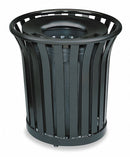 Rubbermaid 36 gal Round Trash Can, Metal, Black - FGMT32PLBK