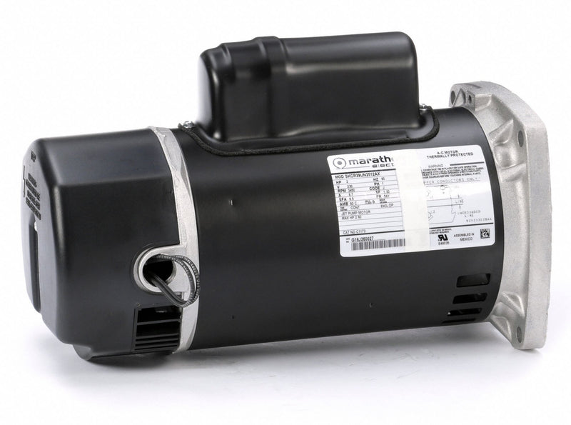 Marathon Motors 2 HP Square Flange Pool Pump Motor, Capacitor-Start/Run, 3450 Nameplate RPM, 230 Voltage, 56Y Frame - 5KCR39UN2512X