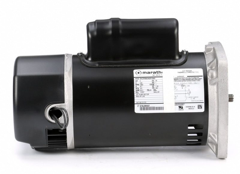 Marathon Motors 2 HP Square Flange Pool Pump Motor, Capacitor-Start/Run, 3450 Nameplate RPM, 230 Voltage, 56Y Frame - 5KCR39UN2512X
