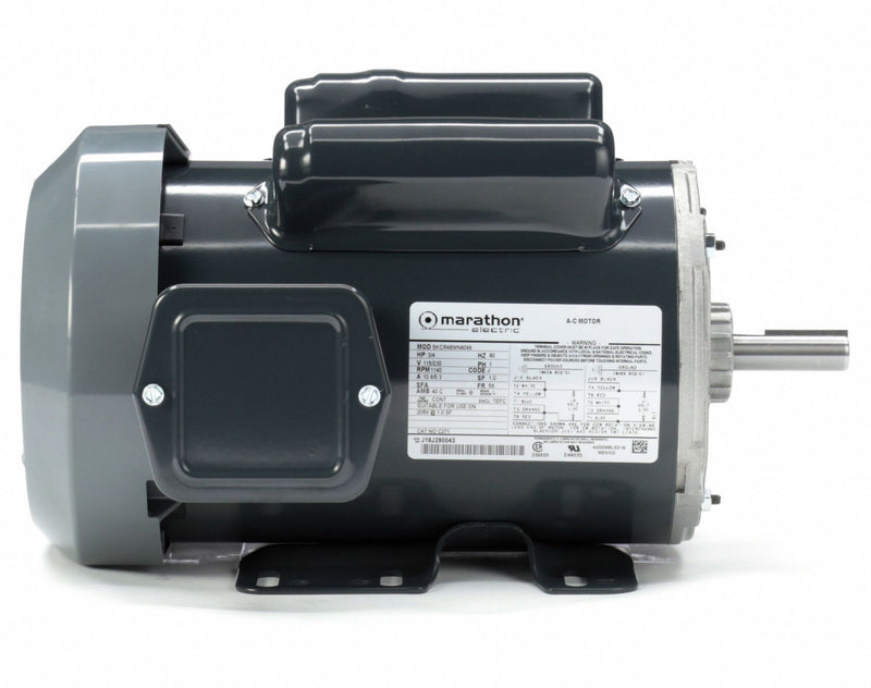 Marathon Motors 3/4 HP, General Purpose Motor, Capacitor-Start/Run, 1140 Nameplate RPM, 115/230 Voltage - 5KCR48WN6066