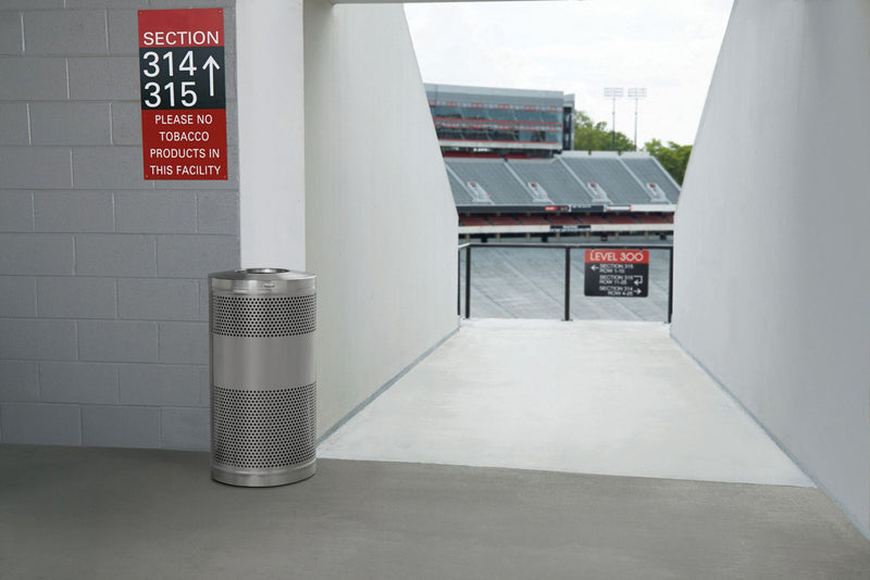 Rubbermaid 25 gal Round Trash Can, Metal, Gray - FGS3SSTSSPL