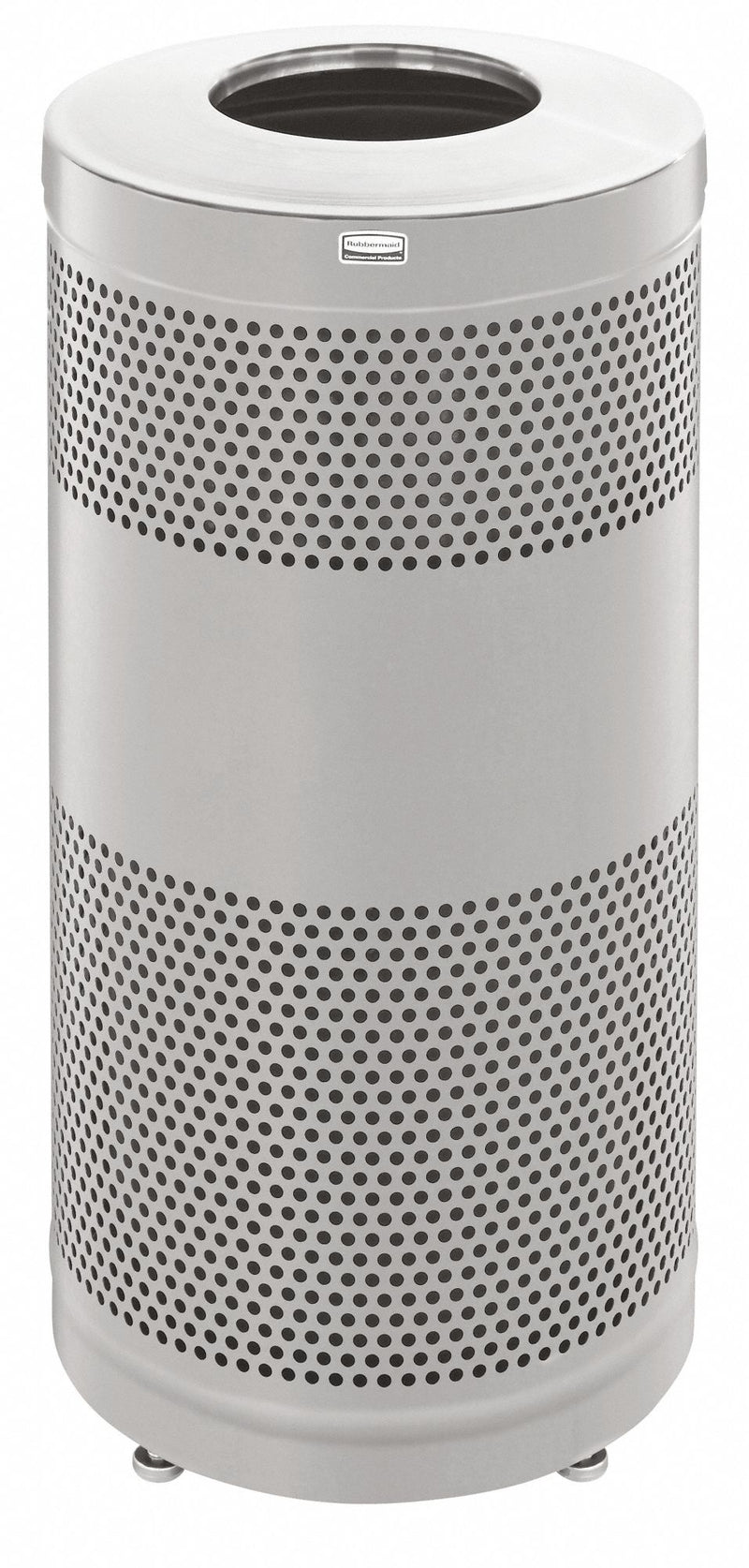 Rubbermaid 25 gal Round Trash Can, Metal, Gray - FGS3SSTSSPL