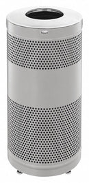 Rubbermaid 25 gal Round Trash Can, Metal, Silver - FGS3ETSMPLBK