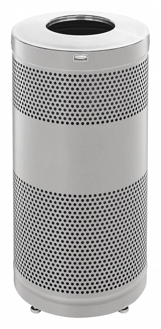 Rubbermaid 25 gal Round Trash Can, Metal, Silver - FGS3ETSMPLBK