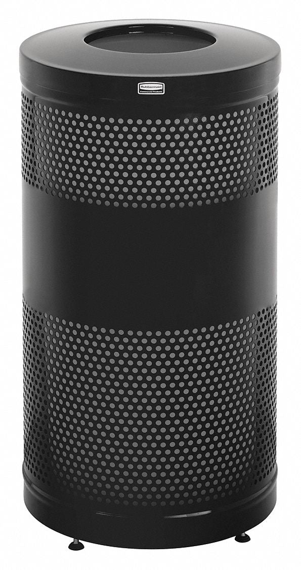 Rubbermaid 25 gal Round Trash Can, Metal, Black - FGS3ETBKPL