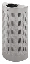 Rubbermaid 12 gal Half-Round Fire-Resistant Trash Can, Metal, Silver - FGSH12SSPL