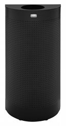 Rubbermaid 12 gal Half-Round Fire-Resistant Trash Can, Metal, Black - FGSH12EPLTBK