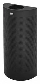 Rubbermaid 12 gal Half-Round Fire-Resistant Trash Can, Metal, Black - FGSH12EPLTBK