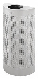 Rubbermaid 12 gal Half-Round Fire-Resistant Trash Can, Metal, Silver - FGSH12EPLSM