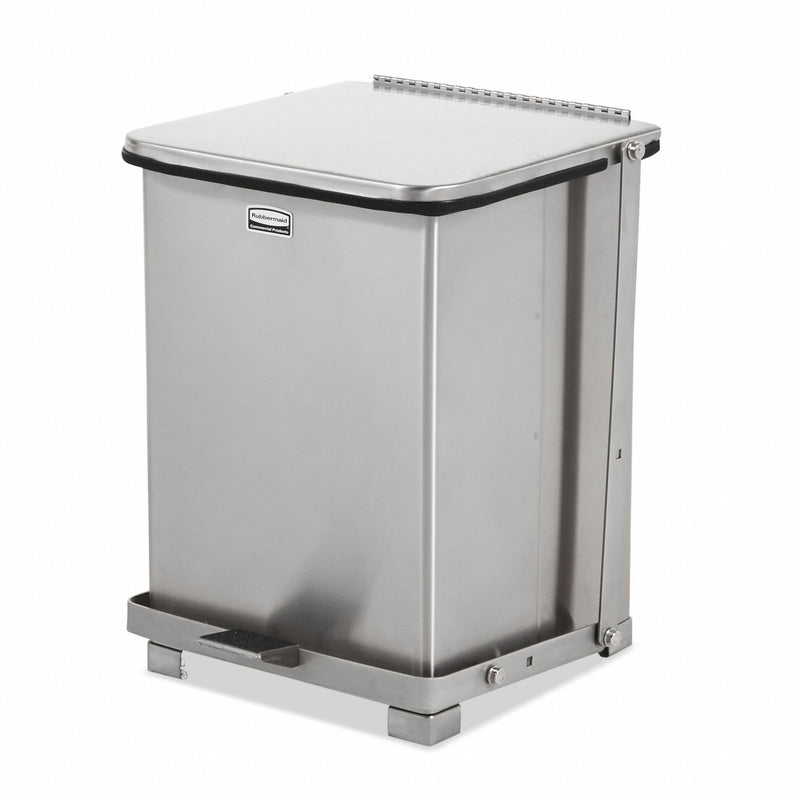 Rubbermaid 7 gal Square Step Can, Metal, Silver - FGST7SSPL