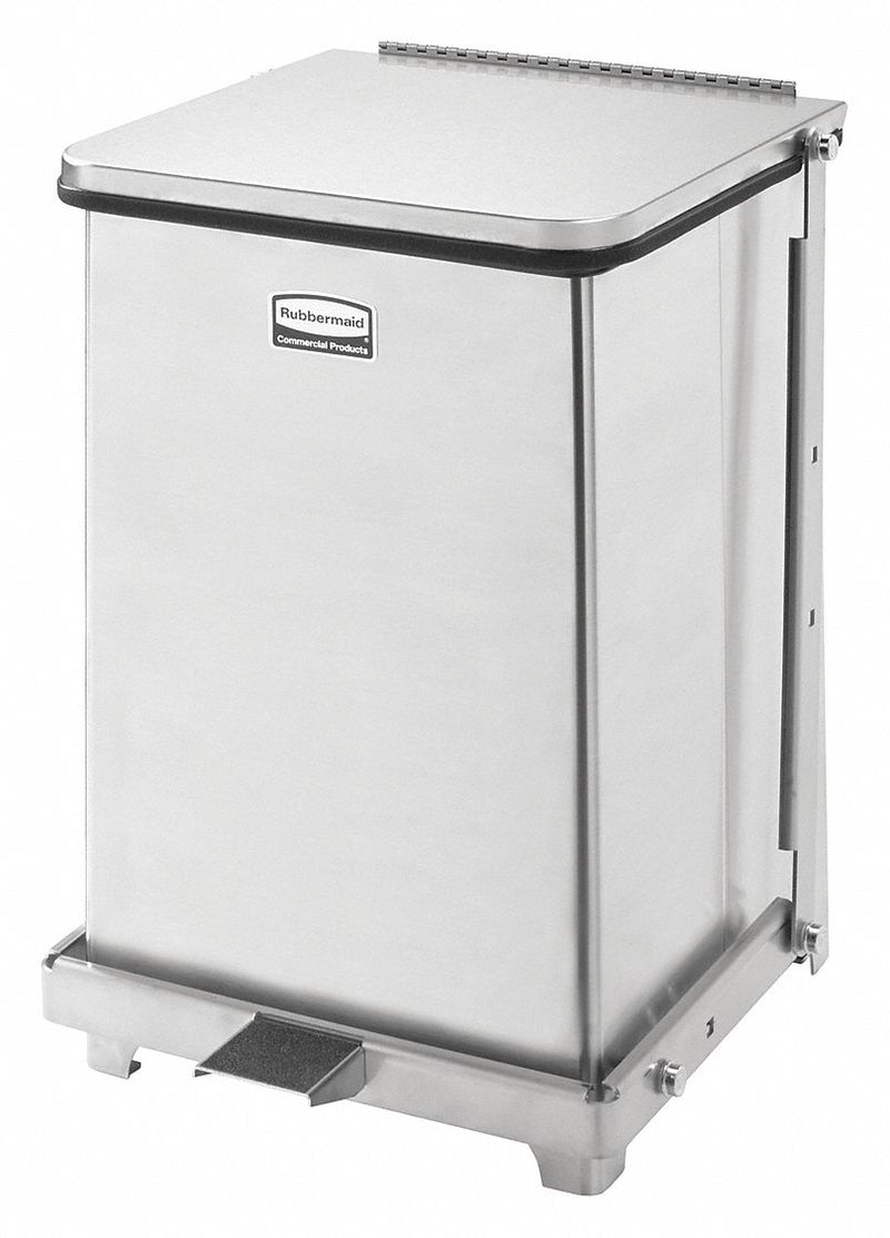Rubbermaid 7 gal Square Step Can, Metal, Silver - FGST7SSPL