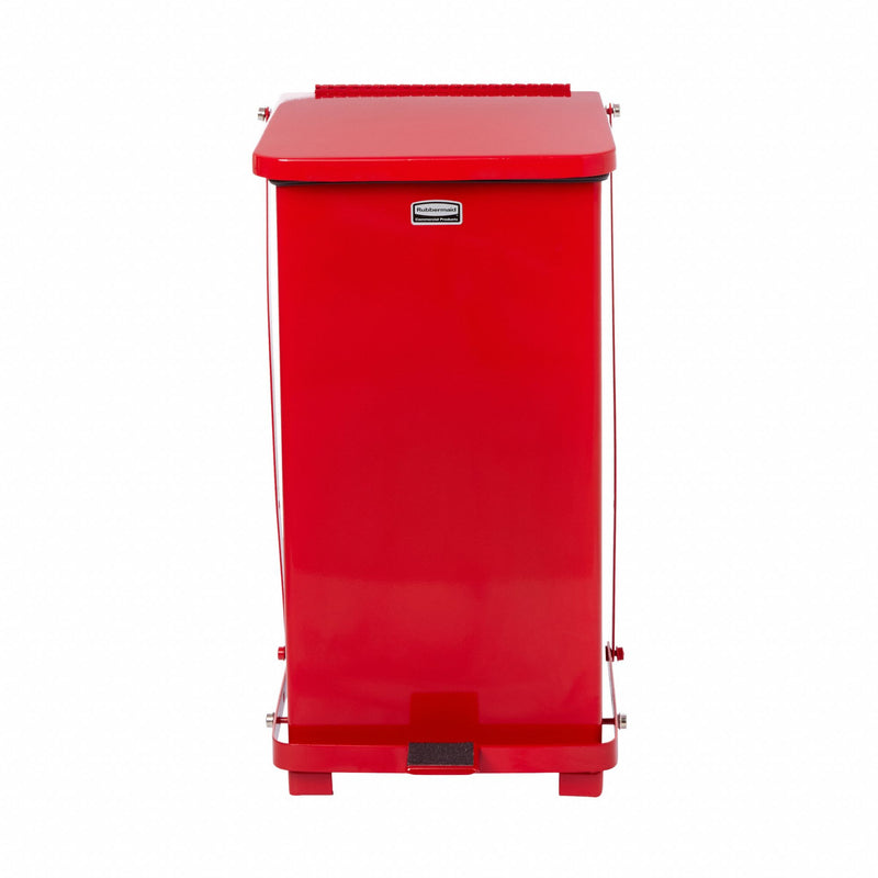Rubbermaid 12 gal Square Step Can, Metal, Red - FGST12EPLRD