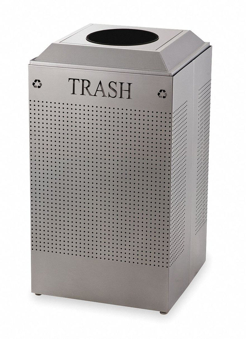 Rubbermaid 29 gal Square Trash Can, Metal, Silver - FGDCR24TSM