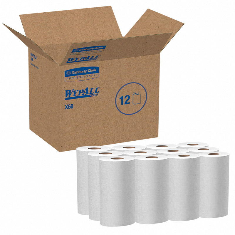 Wypall Dry Wipe Roll, WYPALL X60, 9-3/4 in x 13-1/2 in, Number of Sheets 130, White, PK 12 - 35401