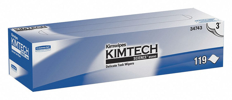 Kimtech Dry Wipe, KIMTECH SCIENCE KIMWIPES, 11-3/4 in x 11-3/4 in, Number of Sheets 119, White, PK 15 - 34743