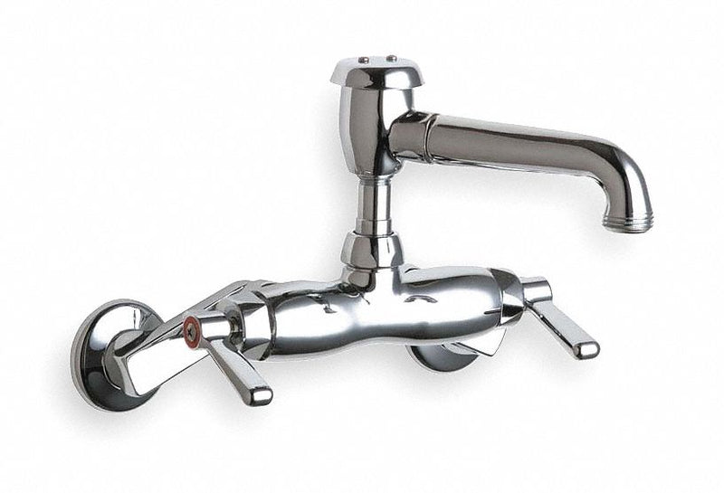 Chicago Faucets Straight Service Sink Faucet, Lever Faucet Handle Type, 12.00 gpm, Chrome - 886-CP