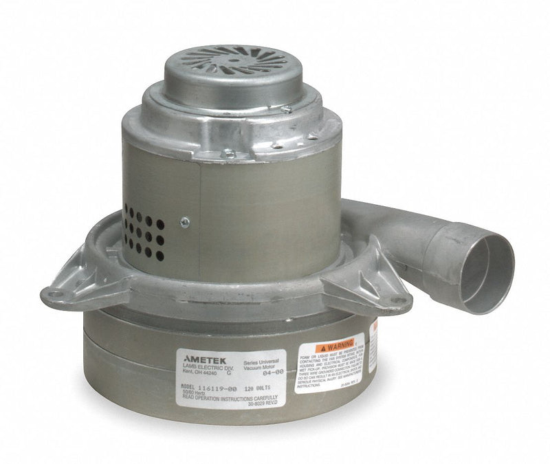 Ametek Lamb Tangential Bypass Vacuum Motor, 7.2 in Body Dia., 120 Voltage, Blower Stages: 2 - 115937