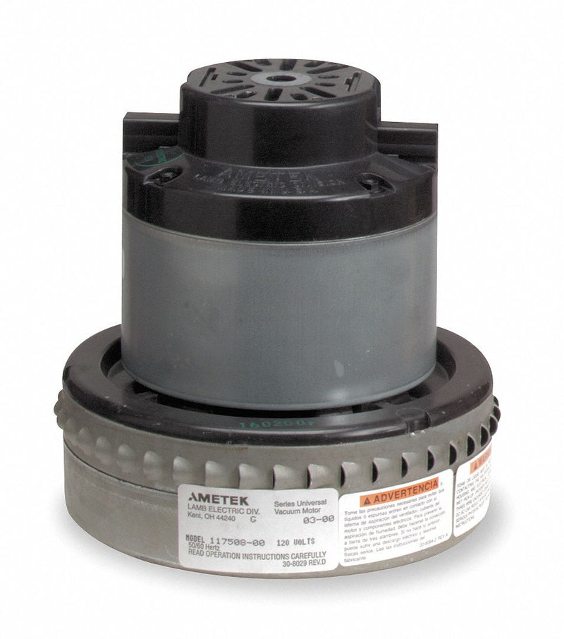 Ametek Lamb Peripheral Bypass Vacuum Motor, 7.2 in Body Dia., 120 Voltage, Blower Stages: 2 - 117508-00