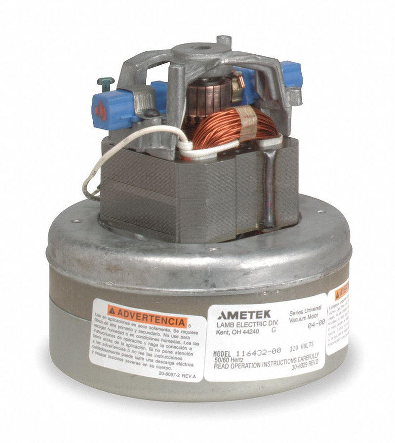 Ametek Lamb Thru-Flow Vacuum Motor, 5.7 in Body Dia., 120 Voltage, Blower Stages: 2 - 116432-00