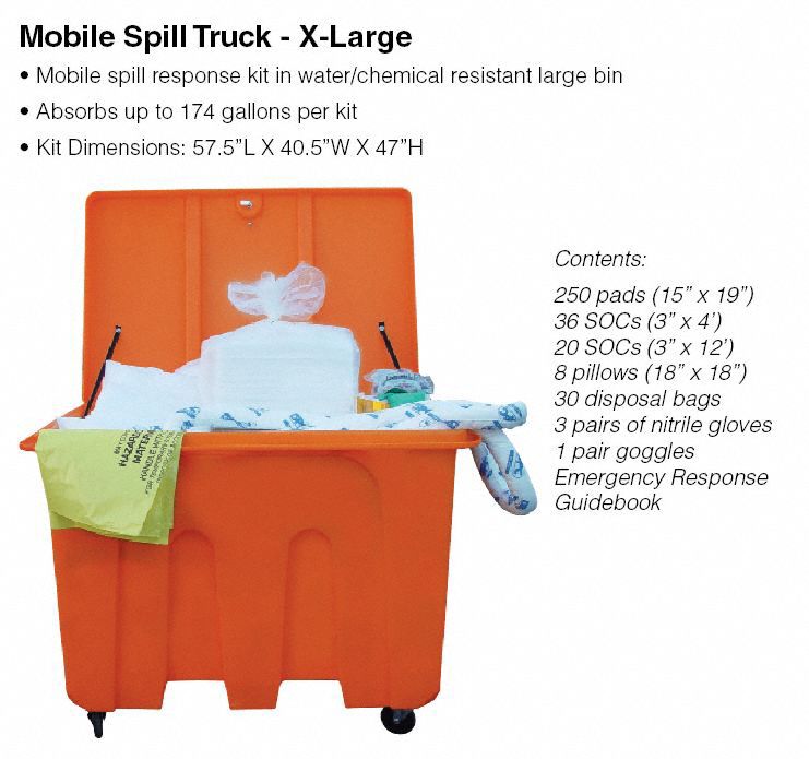 Brady Spill Kit/Station, Chest, Oil-Based Liquids, 174 gal - SKO-XLT