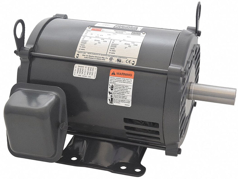 Dayton 3 HP, General Purpose Motor, 3-Phase, 1770 Nameplate RPM, 208-230/460 Voltage, 182/4T Frame - 2NKY8