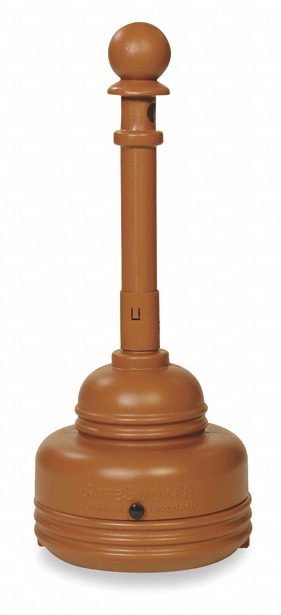 Eagle 1 1/4 gal Cigarette Receptacle, 37 3/4 in Height, 15 1/4 in Base Dia., Plastic, Brown - 1206BROWN