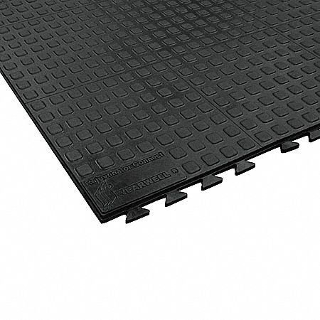 Wearwell Interlocking Antifatigue Mat, Urethane, Black, 1 EA - 502